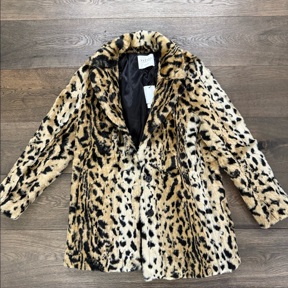 Velvet NWT cheetah print fur long coat